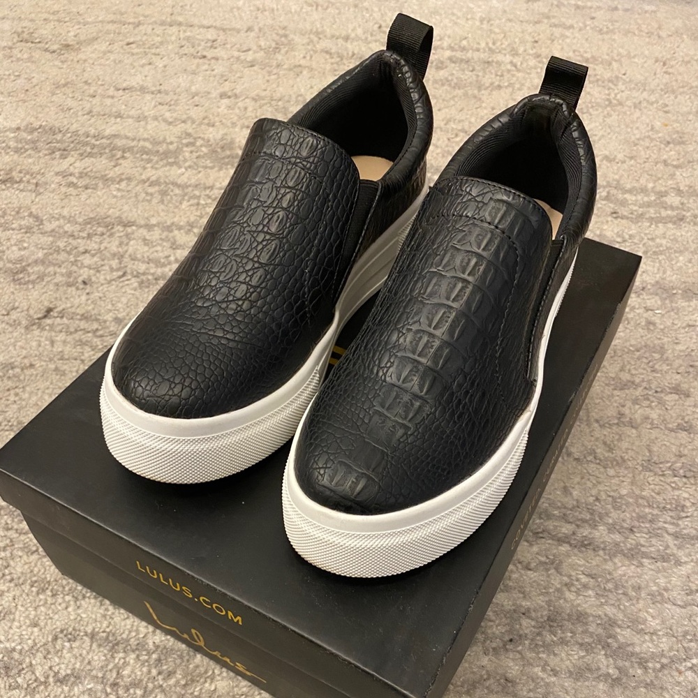 Black Platform Slip-On Sneakers
